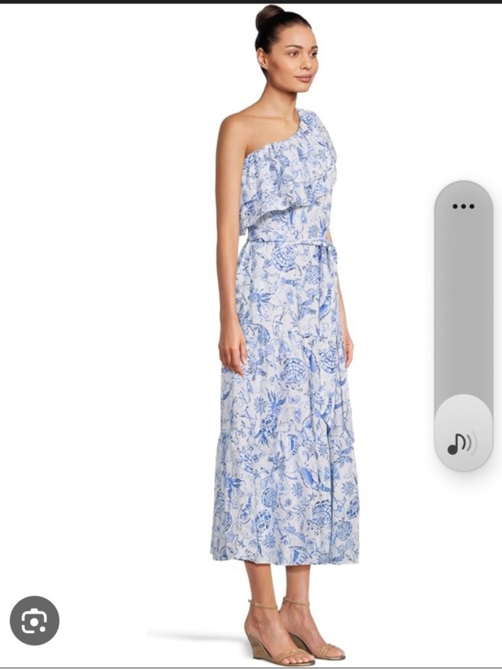 Lilly Pulitzer Mayella Blue & White One-Shoulder Floral Midi dress
